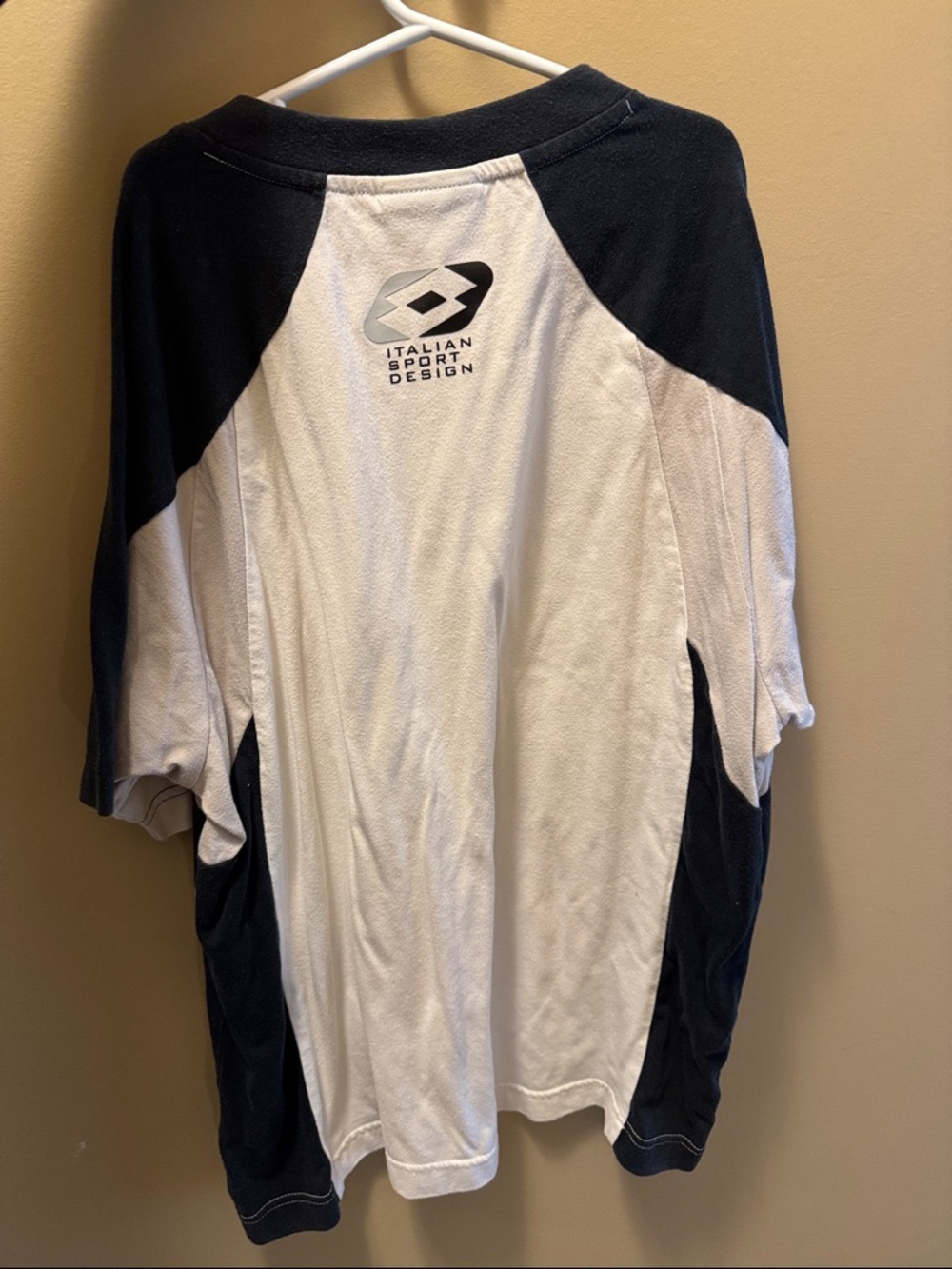 Black & White Raglan Sport Tee - Bold Graphic (Thrifted in Barcelona) - Picture 3 of 3